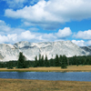 Snowy Mountains Panorama with Pond and Clouds, 048BevDay